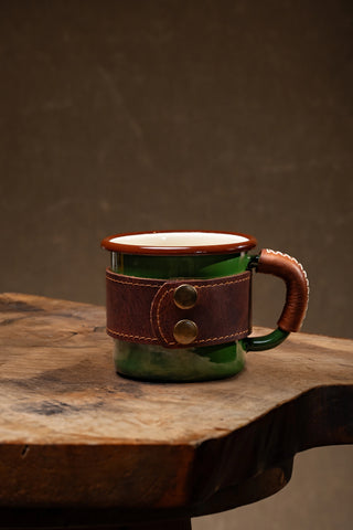 Leather Wrapped Enamel Mug