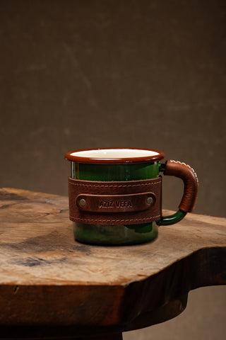 Leather Wrapped Enamel Mug
