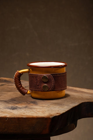 Leather Wrapped Enamel Mug