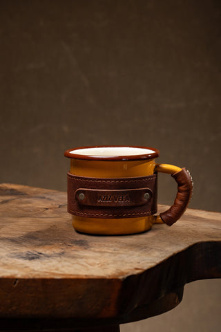 Leather Wrapped Enamel Mug