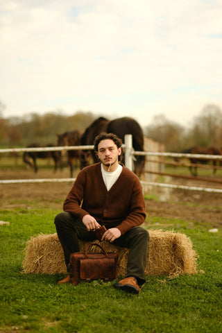 Wool-Textured V-Neck Knit Cardigan