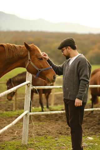 Wool-Textured V-Neck Knit Cardigan