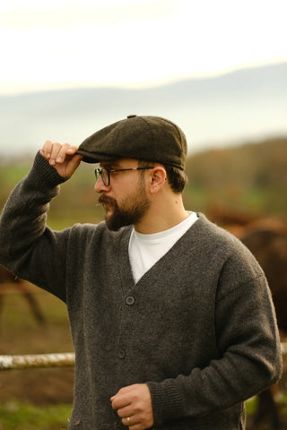 Wool-Textured V-Neck Knit Cardigan