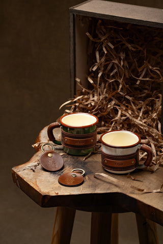 Matching Enamel Mugs & Keychains Gift Set