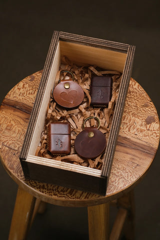 Matching Lighters & Keychains Gift Set, packed in the wooden gift box