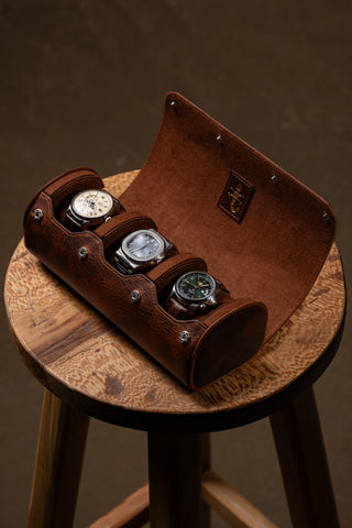 Leather Roll Watch Case | Triple