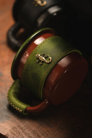 Leather Wrapped Enamel Mug