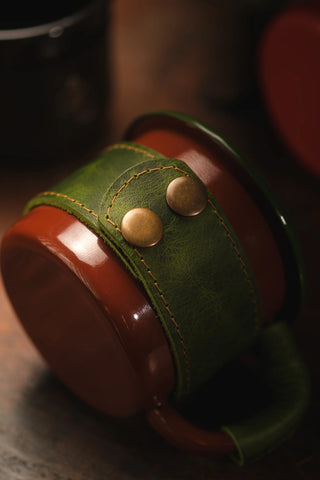 Leather Wrapped Enamel Mug