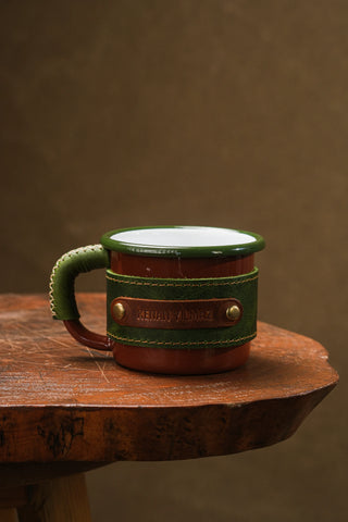 Leather Wrapped Enamel Mug