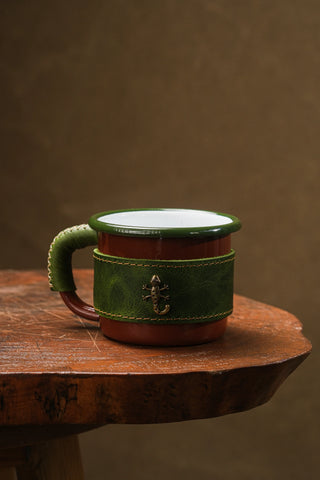 Leather Wrapped Enamel Mug