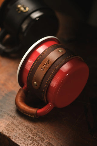 Leather Wrapped Enamel Mug