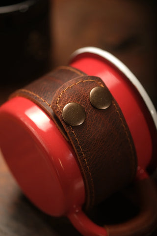 Leather Wrapped Enamel Mug