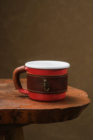Leather Wrapped Enamel Mug