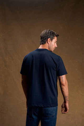 Deer Embroidered Navy T-Shirt