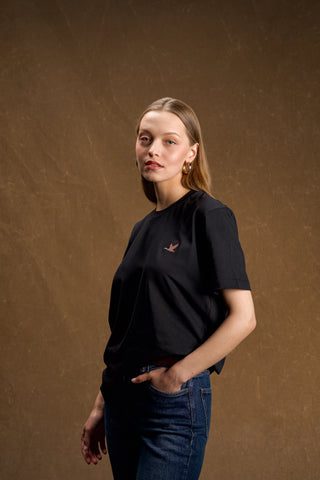 Duck Embroidered Black T-Shirt