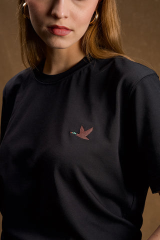 Duck Embroidered Black T-Shirt