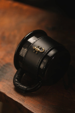 Leather Wrapped Enamel Mug