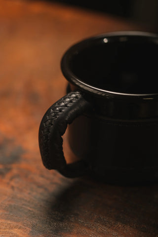 Leather Wrapped Enamel Mug