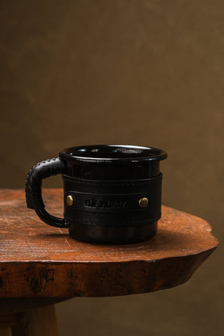 Leather Wrapped Enamel Mug
