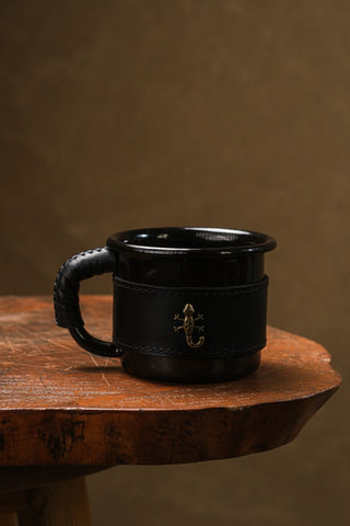 Leather Wrapped Enamel Mug