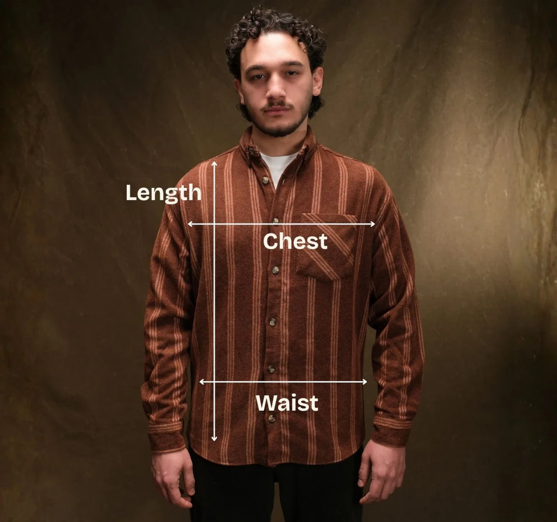 Measuring points: Chest (in), Waist (in), Body Length (in)