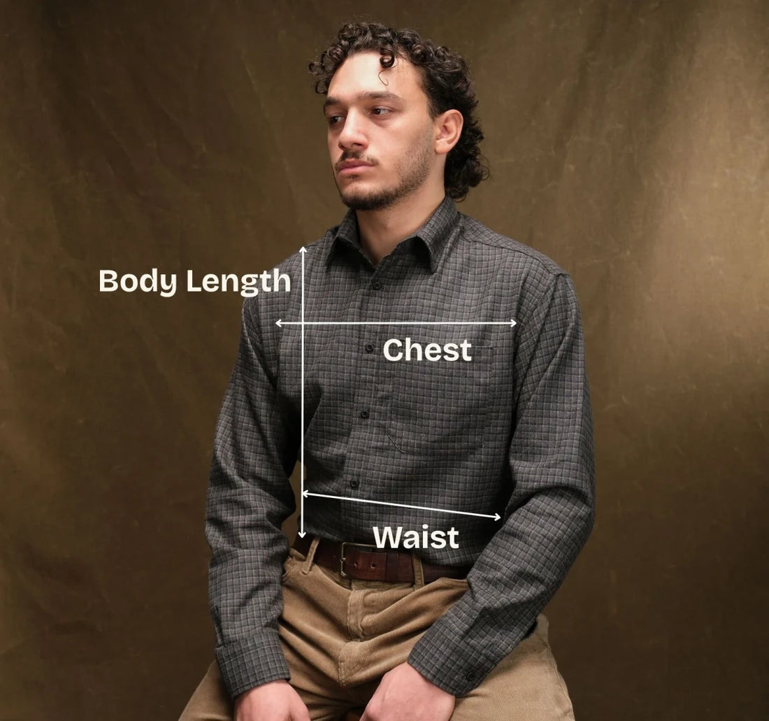 Measuring points: Chest (in), Waist (in), Body Length (in)
