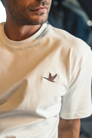 Duck Embroidered White T-Shirt