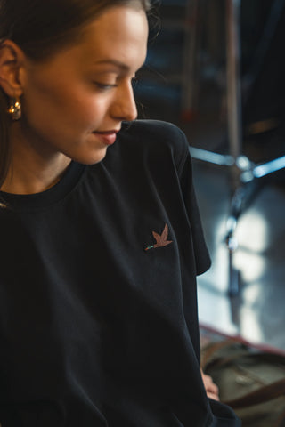 Duck Embroidered Black T-Shirt