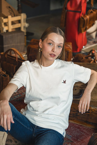 Duck Embroidered White T-Shirt