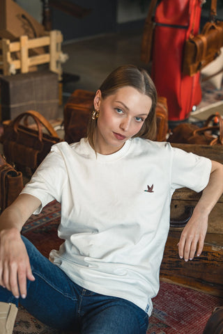 Duck Embroidered White T-Shirt