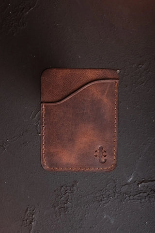 Zaz: Minimalist & Stylish Genuine Coffee Leather Vertical Cardholder Photo 1