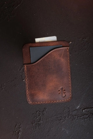 Zaz: Minimalist & Stylish Genuine Coffee Leather Vertical Cardholder Photo 2